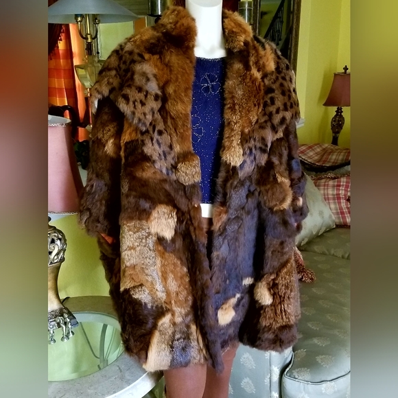 Winner's Circle vintage multi-color patchwork Fur coat Cape - Picture 8 of 16